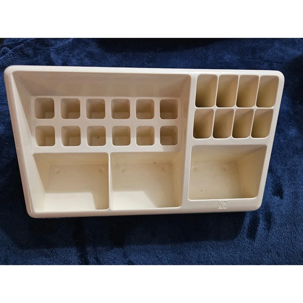 Vintage Burton Barone Cream Makeup Organizer Vanity Caddy Lipstick Holder USA